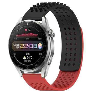 For Huawei Watch 3 Pro 22mm Holes Breathable 3D Dots Silicone Watch Band(Black+Red)