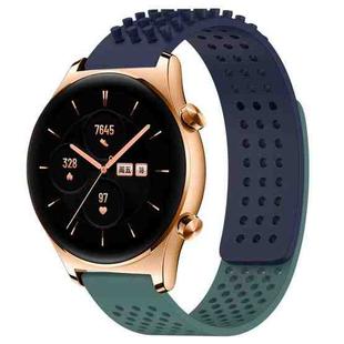 For Honor Watch GS 3 22mm Holes Breathable 3D Dots Silicone Watch Band(Midnight Blue+Olive Green)