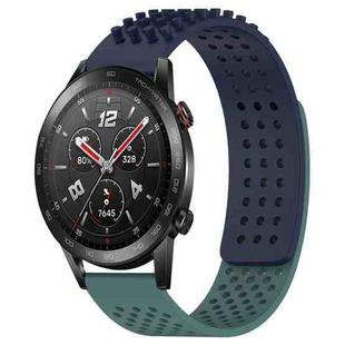 For Honor Watch GS 3i 22mm Holes Breathable 3D Dots Silicone Watch Band(Midnight Blue+Olive Green)