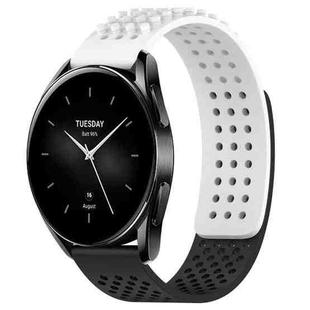 For Xiaomi Watch S2 42mm 22mm Holes Breathable 3D Dots Silicone Watch Band(White+Black)