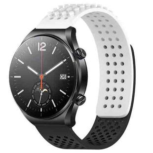 For Xiaomi MI Watch S1 22mm Holes Breathable 3D Dots Silicone Watch Band(White+Black)