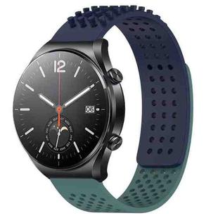 For Xiaomi MI Watch S1 22mm Holes Breathable 3D Dots Silicone Watch Band(Midnight Blue+Olive Green)