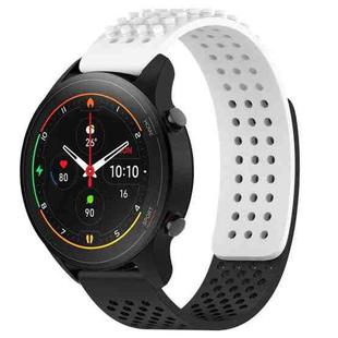 For Xiaomi MI Watch S1 Pro 22mm Holes Breathable 3D Dots Silicone Watch Band(White+Black)