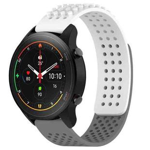 For Xiaomi MI Watch S1 Pro 22mm Holes Breathable 3D Dots Silicone Watch Band(White+Grey)