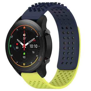 For Xiaomi MI Watch S1 Pro 22mm Holes Breathable 3D Dots Silicone Watch Band(Midnight Blue+Lime Green)