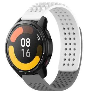 For Xiaomi Watch S1 Active 22mm Holes Breathable 3D Dots Silicone Watch Band(White+Grey)