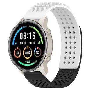 For Xiaomi MI Watch Sport 22mm Holes Breathable 3D Dots Silicone Watch Band(White+Black)