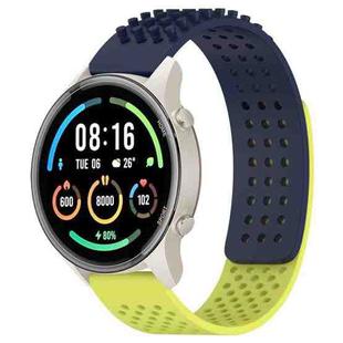 For Xiaomi MI Watch Sport 22mm Holes Breathable 3D Dots Silicone Watch Band(Midnight Blue+Lime Green)