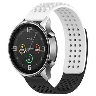 For Xiaomi MI Watch Color 22mm Holes Breathable 3D Dots Silicone Watch Band(White+Black)