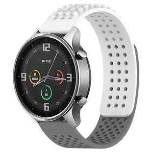 For Xiaomi MI Watch Color 22mm Holes Breathable 3D Dots Silicone Watch Band(White+Grey)