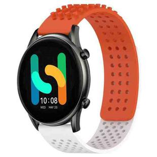For Xiaomi Haylou RT2 LS10 22mm Holes Breathable 3D Dots Silicone Watch Band(Orange+White)