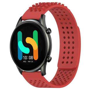 For Xiaomi Haylou RT2 LS10 22mm Holes Breathable 3D Dots Silicone Watch Band(Red)