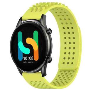 For Xiaomi Haylou RT2 LS10 22mm Holes Breathable 3D Dots Silicone Watch Band(Lime Green)