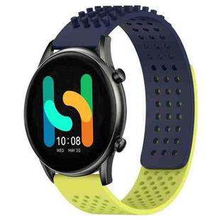 For Xiaomi Haylou RT2 LS10 22mm Holes Breathable 3D Dots Silicone Watch Band(Midnight Blue+Lime Green)