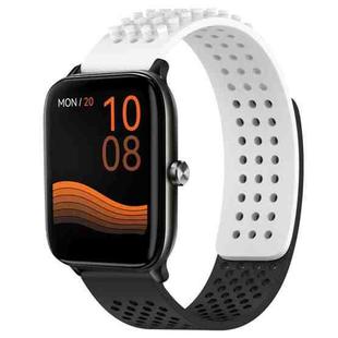 For Xiaomi Haylou GST LS09B 22mm Holes Breathable 3D Dots Silicone Watch Band(White+Black)