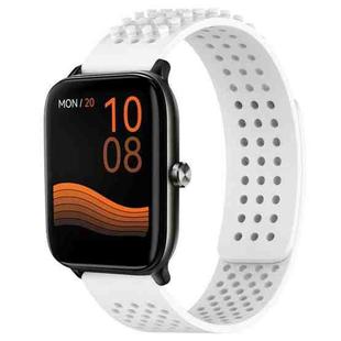 For Xiaomi Haylou GST LS09B 22mm Holes Breathable 3D Dots Silicone Watch Band(White)