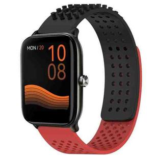 For Xiaomi Haylou GST LS09B 22mm Holes Breathable 3D Dots Silicone Watch Band(Black+Red)