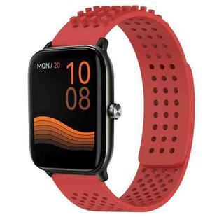 For Xiaomi Haylou GST LS09B 22mm Holes Breathable 3D Dots Silicone Watch Band(Red)