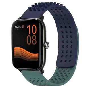 For Xiaomi Haylou GST LS09B 22mm Holes Breathable 3D Dots Silicone Watch Band(Midnight Blue+Olive Green)