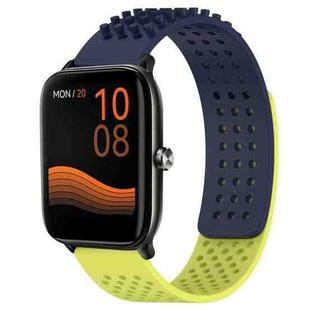 For Xiaomi Haylou GST LS09B 22mm Holes Breathable 3D Dots Silicone Watch Band(Midnight Blue+Lime Green)