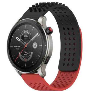 For Amazfit GTR 4 Pro 22mm Holes Breathable 3D Dots Silicone Watch Band(Black+Red)