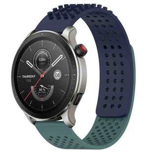 For Amazfit GTR 4 Pro 22mm Holes Breathable 3D Dots Silicone Watch Band(Midnight Blue+ Olive Green)