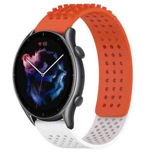 For Amazfit GTR 3 22mm Holes Breathable 3D Dots Silicone Watch Band(Orange+White)