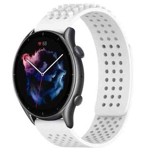 For Amazfit GTR 3 Pro 22mm Holes Breathable 3D Dots Silicone Watch Band(White)