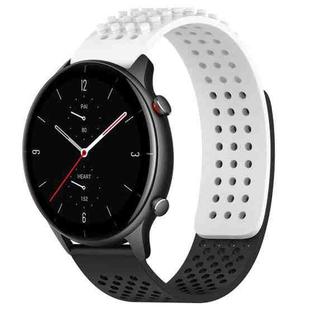 For Amazfit GTR 2e 22mm Holes Breathable 3D Dots Silicone Watch Band(White+Black)