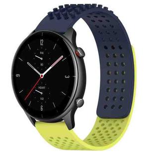 For Amazfit GTR 2e 22mm Holes Breathable 3D Dots Silicone Watch Band(Midnight Blue+ Lime Green)