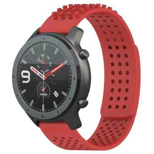 For Amazfit GTR 47mm 22mm Holes Breathable 3D Dots Silicone Watch Band(Red)