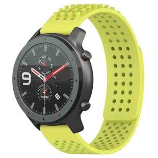 For Amazfit GTR 47mm 22mm Holes Breathable 3D Dots Silicone Watch Band(Lime Green)