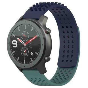 For Amazfit GTR 47mm 22mm Holes Breathable 3D Dots Silicone Watch Band(Midnight Blue+ Olive Green)