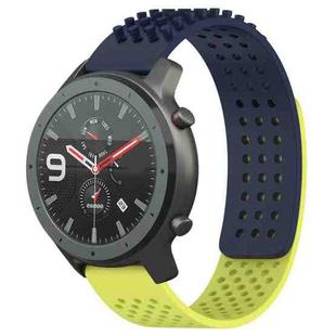 For Amazfit GTR 47mm 22mm Holes Breathable 3D Dots Silicone Watch Band(Midnight Blue+ Lime Green)