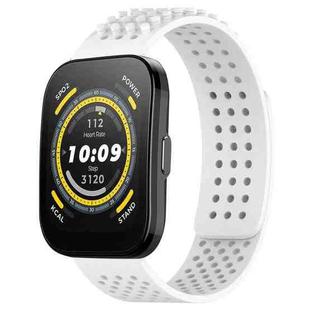 For Amazfit Bip 5 22mm Holes Breathable 3D Dots Silicone Watch Band(White)