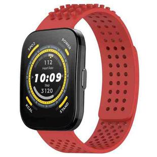 For Amazfit Bip 5 22mm Holes Breathable 3D Dots Silicone Watch Band(Red)