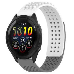 For Garmin Forerunner 265 22mm Holes Breathable 3D Dots Silicone Watch Band(White+Grey)