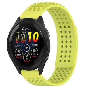 For Garmin Forerunner 265 22mm Holes Breathable 3D Dots Silicone Watch Band(Lime Green)