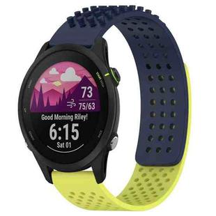 For Garmin Forerunner 255 22mm Holes Breathable 3D Dots Silicone Watch Band(Midnight Blue+Lime Green)