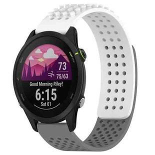 For Garmin Forerunner 255 Music 22mm Holes Breathable 3D Dots Silicone Watch Band(White+Grey)