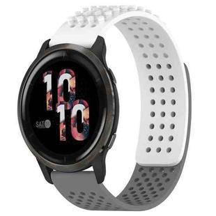 For Garmin Venu 2 22mm Holes Breathable 3D Dots Silicone Watch Band(White+Grey)