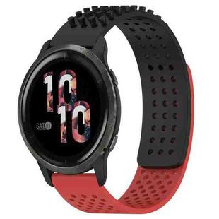 For Garmin Venu 2 22mm Holes Breathable 3D Dots Silicone Watch Band(Black+Red)