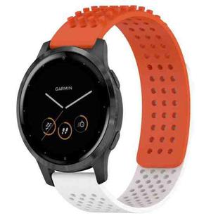 For Garmin Vivoactive 4 22mm Holes Breathable 3D Dots Silicone Watch Band(Orange+White)