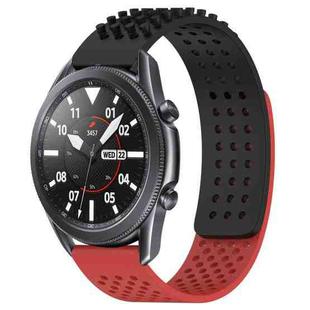 For Samsung Galaxy Watch3 45mm 22mm Holes Breathable 3D Dots Silicone Watch Band(Black+Red)