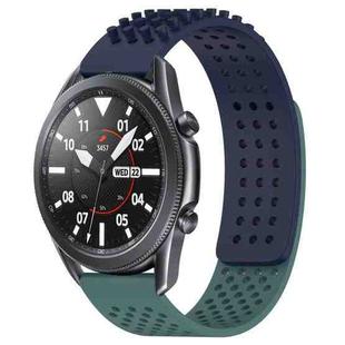 For Samsung Galaxy Watch3 45mm 22mm Holes Breathable 3D Dots Silicone Watch Band(Midnight Blue+Olive Green)