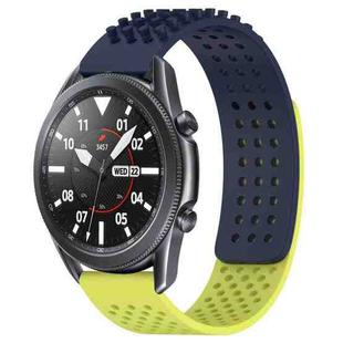 For Samsung Galaxy Watch3 45mm 22mm Holes Breathable 3D Dots Silicone Watch Band(Midnight Blue+Lime Green)