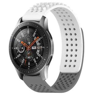 For Samsung Galaxy Watch 46mm 22mm Holes Breathable 3D Dots Silicone Watch Band(White+Grey)
