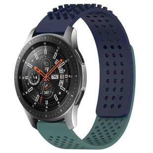 For Samsung Galaxy Watch 46mm 22mm Holes Breathable 3D Dots Silicone Watch Band(Midnight Blue+Olive Green)