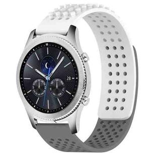 For Samsung Gear S3 Classic 22mm Holes Breathable 3D Dots Silicone Watch Band(White+Grey)