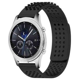 For Samsung Gear S3 Classic 22mm Holes Breathable 3D Dots Silicone Watch Band(Black)